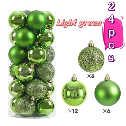 Kerstballen set 24 stuks – stevige kunststof ballen in effen kleuren