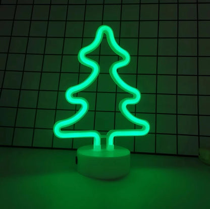 Kerst lamp neon kerstboom LED tafeldecoratie met USB en batterijen