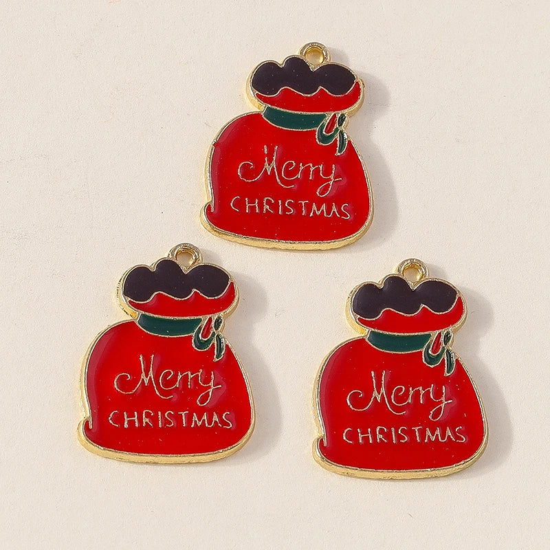 Kersthanger voor ketting of armband kerstboom rendier bel sneeuwpop hanger set - 10 stuks
