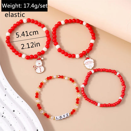 Kerst armband set met bohemian kralen en kerstbedels voor dames