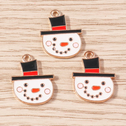 Kerst hanger/bedel voor ketting of armband – Vrolijke kerstman emaille charms set - 10 stuks