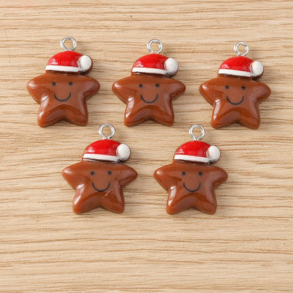 Kersthangers voor ketting of armband – 10 schattige hars bedels met kerstman en rendier