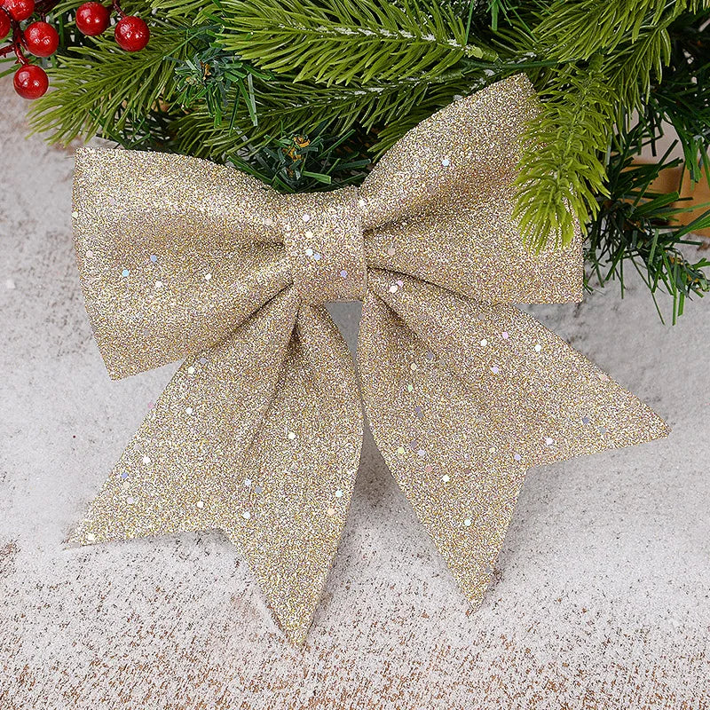 Kerstboom ornament rode gouden strik met glitters voor feestelijke decoratie