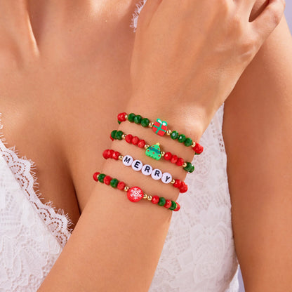 Kerst armband met rendier, sneeuwvlok en kralen bedels voor dames en meisjes