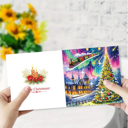 Diamond Painting Kerstkaarten - kerstboom kaartenset – 6 stuks