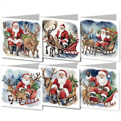 Diamond Painting Kerstkaarten set 6 stuks voor kerst en nieuwjaar