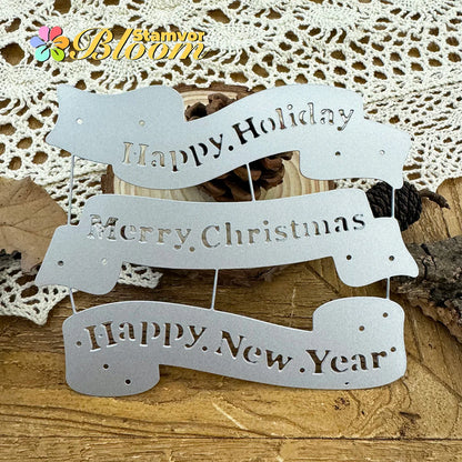 Snijmal Kerst Tekstlinten voor Scrapbooking en Kaarten