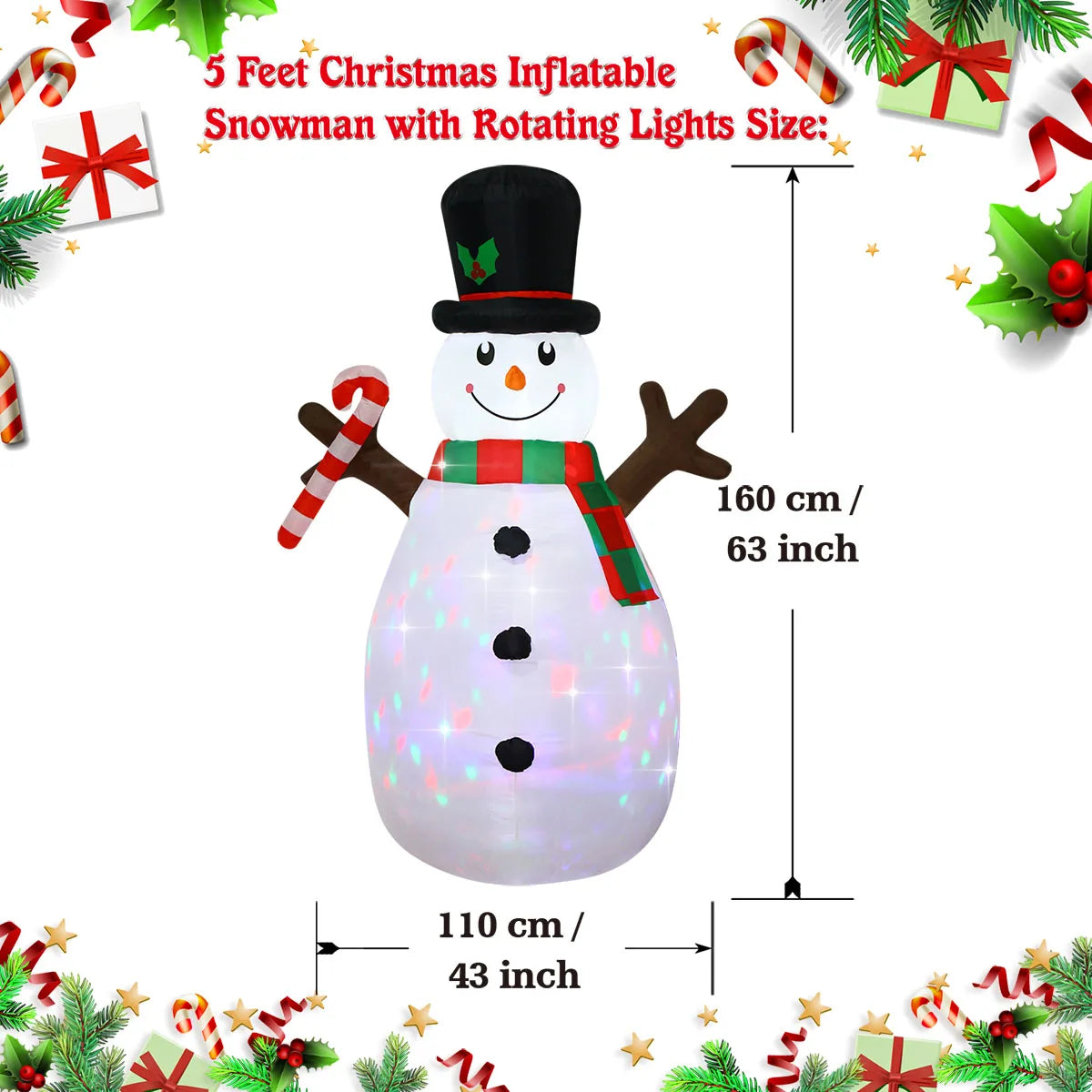 Opblaasbaar Kerst ornament met LED verlichting – Sneeuwman, Peperkoekman en Cadeauzak