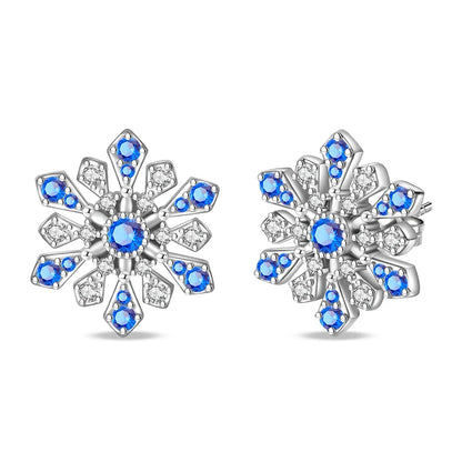 Kerst oorbellen 925 zilver sneeuwvlok met fonkelende zirkonia
