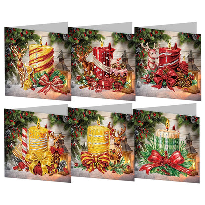 Diamond Painting Kerstkaarten Kaarsen Set van 6 Luxe Wenskaarten