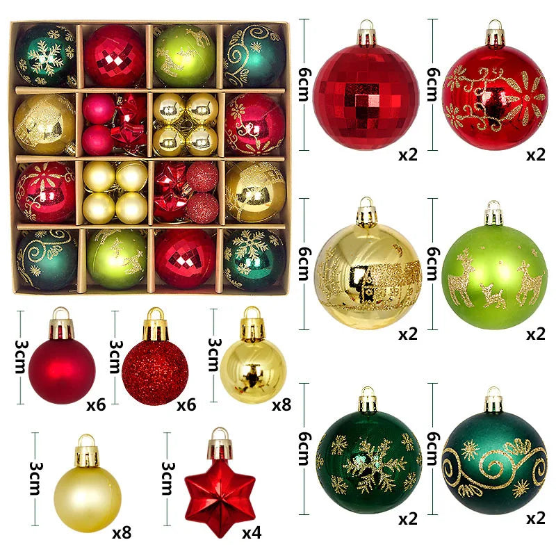 Luxe Kerstballen set met Sneeuwvlokken en Feestelijke Decoratie