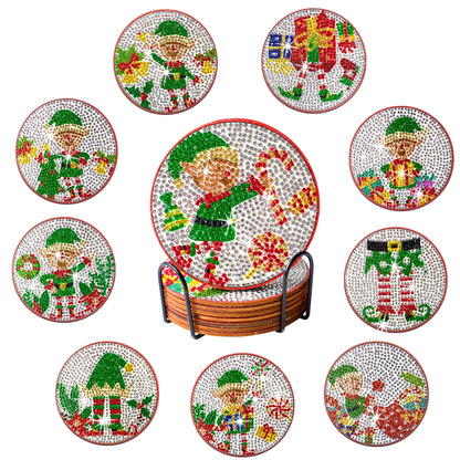 Diamond Painting Onderzetters Kerst – Set van 10 met Houder