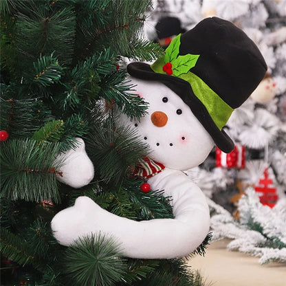 Kerst pop knuffel 105cm kerstman en sneeuwpop boomdecoratie feestelijk