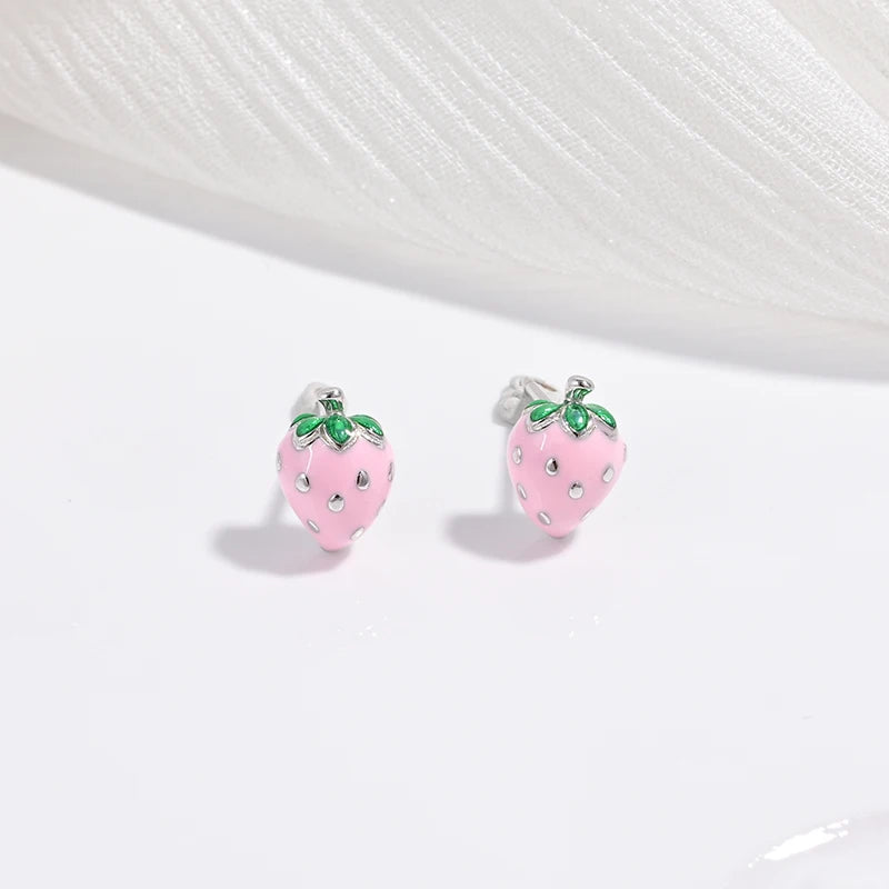 Zilveren Kerst oorbellen kerstboom kers aardbei studs feestelijke accessoires