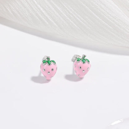Zilveren Kerst oorbellen kerstboom kers aardbei studs feestelijke accessoires