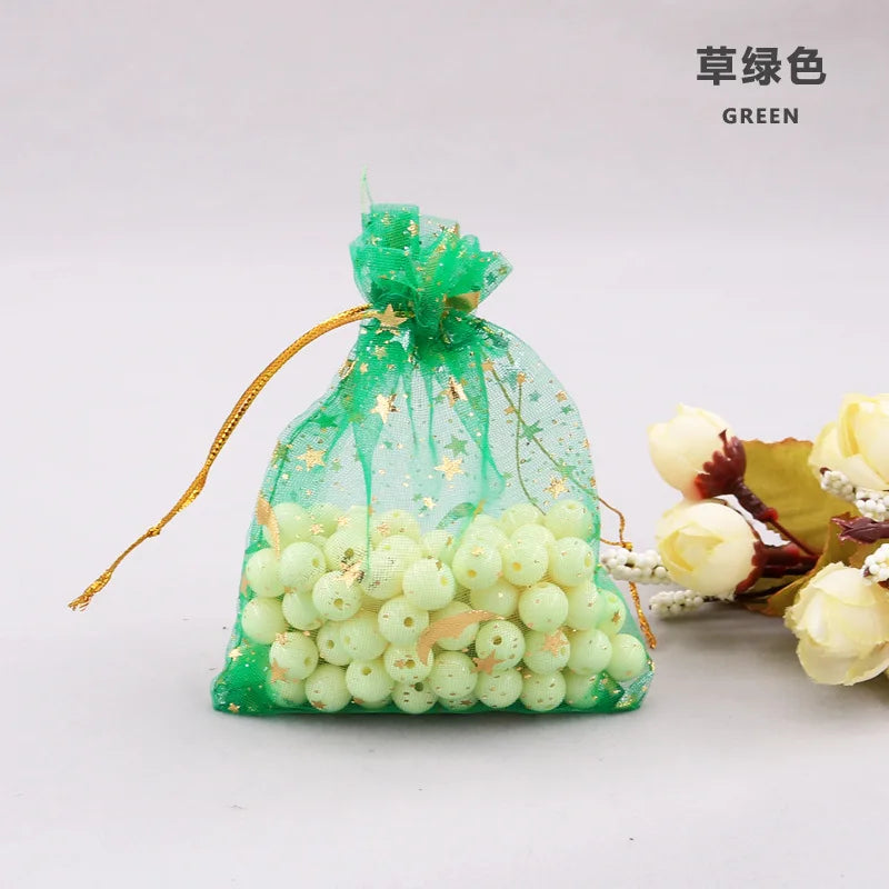 Kerst cadeauverpakking sterren en maan organza zakjes – sieraden en geschenken