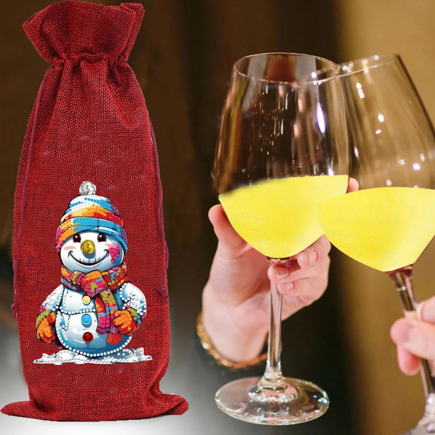 Diamond Painting Kerst Wijnfles Tas - Feestelijke Decoratie