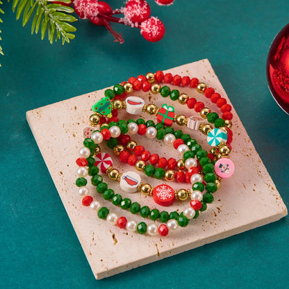 Kerst armband met rendier, sneeuwvlok en kralen bedels voor dames en meisjes