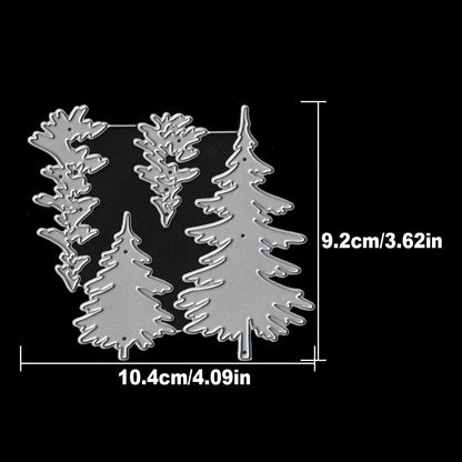 Snijmal Retro Winter Pine Bomen Laagjes voor Scrapbooking