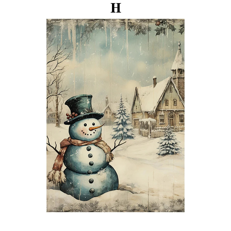 Kerst schilderij Santa Claus bij kerstboom – klassieke winter decoratie op canvas