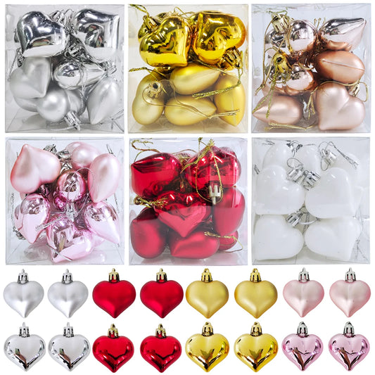 Kerstballen set hartjes rood & goud – 12 stuks kerstboom decoratie