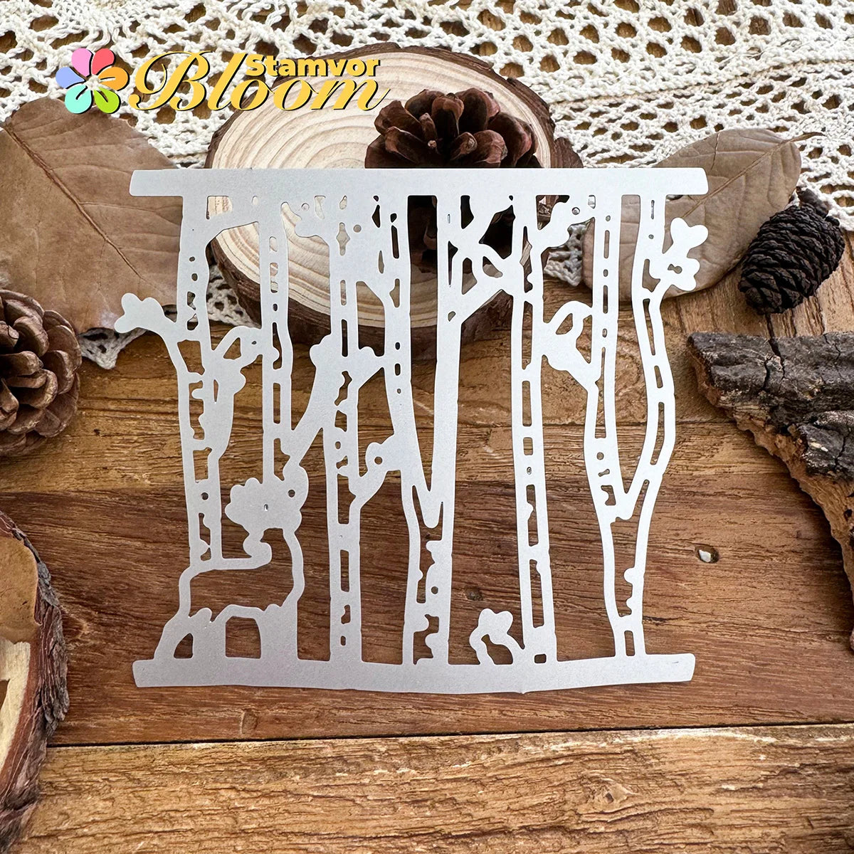 Snijmal Winterbos met herten konijn en vogels decoratief embosmal