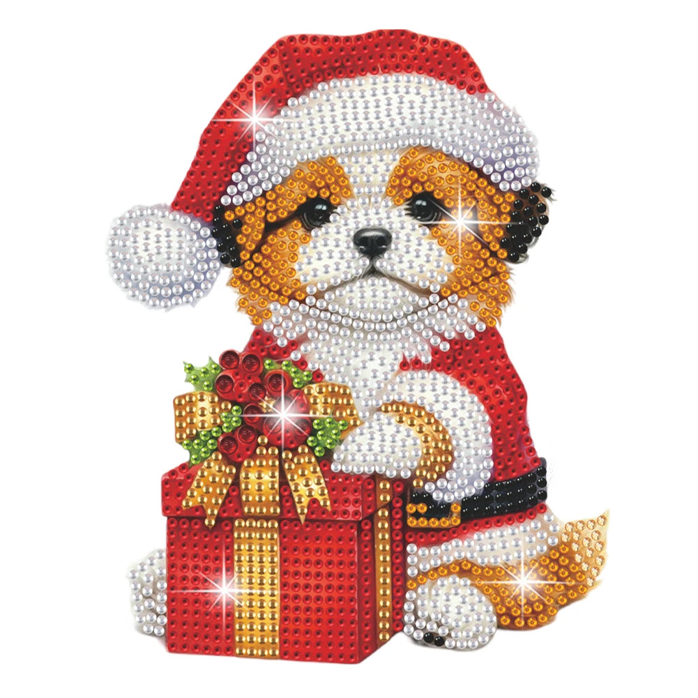 Diamond Painting Tafelornament Schuddend Hoofd Kat en hond Kerst