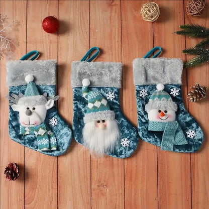 Kerst sok (decoratief) geborduurde cadeausok set van 3 stuks