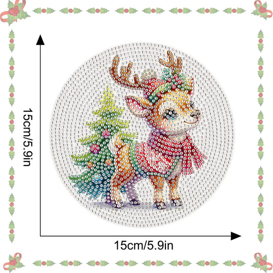 Diamond Painting Placemat schattig hert – set van 3 ronde onderzetters