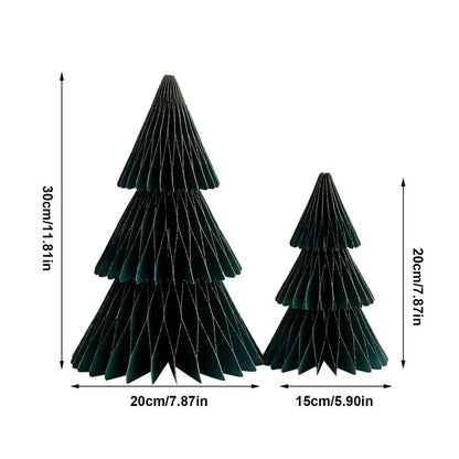 Opvouwbare Kerstboom - Set van 2 Papieren Mini Bomen - Origami Decoratie