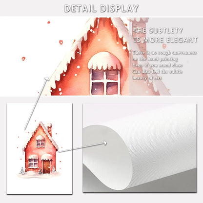 Kerst schilderij kerstboom met kerstman sneeuwhuis canvas poster