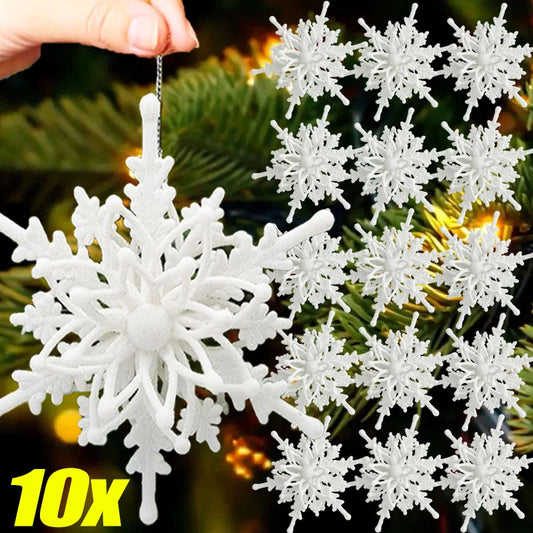 Kersthanger glitter sneeuwvlokken wit of goud – set van 1 tot 10 stuks voor boom of decoratie