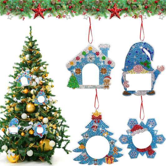 Diamond Painting Kersthangers fotolijst kerstdecoratie set 4 stuks - SDZ003