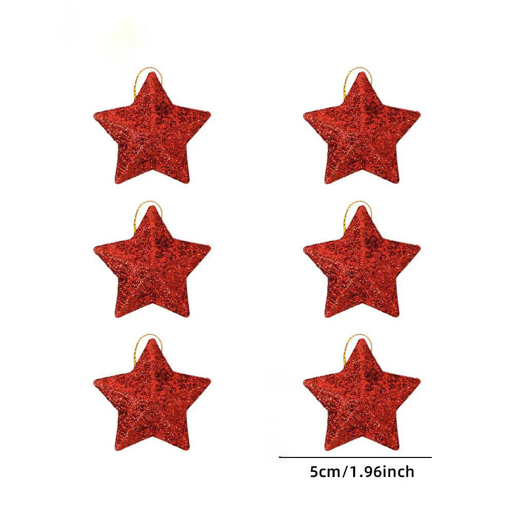 Kerst ornament voor Kerstboom – Glinsterende Ster Hanger 5cm (6/24 stuks)