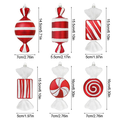 Kerstballen set – Grote Lolly & Rood-Wit Suikerstok Hangers voor Kerstboom