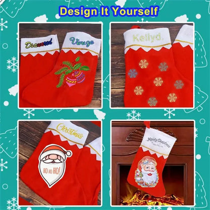 Kerst sok (decoratief) rood vilt met gouden rand – feestelijke haarddecoratie - 10-20 stuks