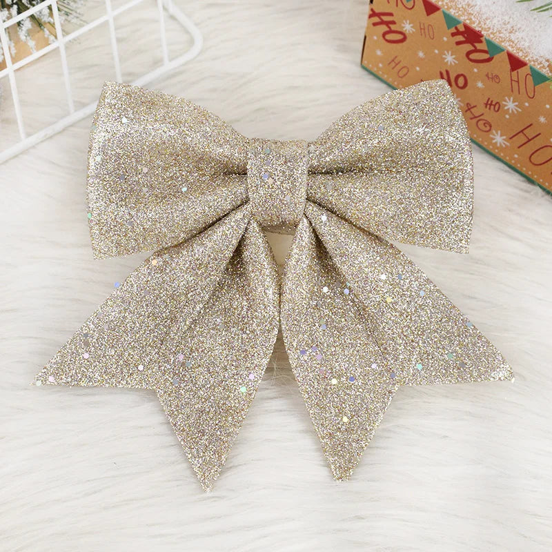 Kerstboom ornament rode gouden strik met glitters voor feestelijke decoratie
