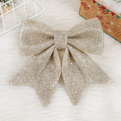 Kerstboom ornament rode gouden strik met glitters voor feestelijke decoratie