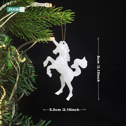 Kerst ornament voor in Kerstboom met eenhoorn hanger set – 4 stuks