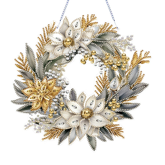 Diamond Painting Hangend Ornament Kerst Krans – Kerstdecoratie met Steentjes – Uniek Cadeau - GJ207