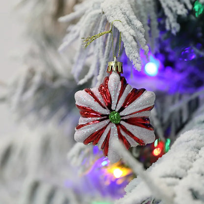 Kerstboom ornament set rood ster sneeuwvlok kerstballen decoratie - 6 stuks