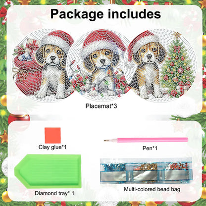 Diamond Painting Placemat met Schattige Puppy – Set van 3 voor Tafeldecoratie