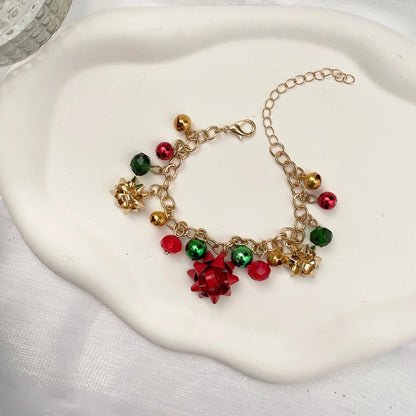Kerst ketting met bel, strik en sieradenset voor dames en meisjes - met bijbehorende armband en oorbellen