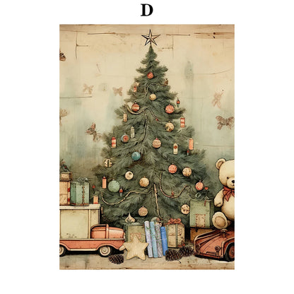 Kerst schilderij Santa Claus bij kerstboom – klassieke winter decoratie op canvas