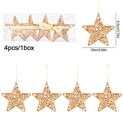 Kerstballen set goud met holle ster hangers voor kerstboomdecoratie