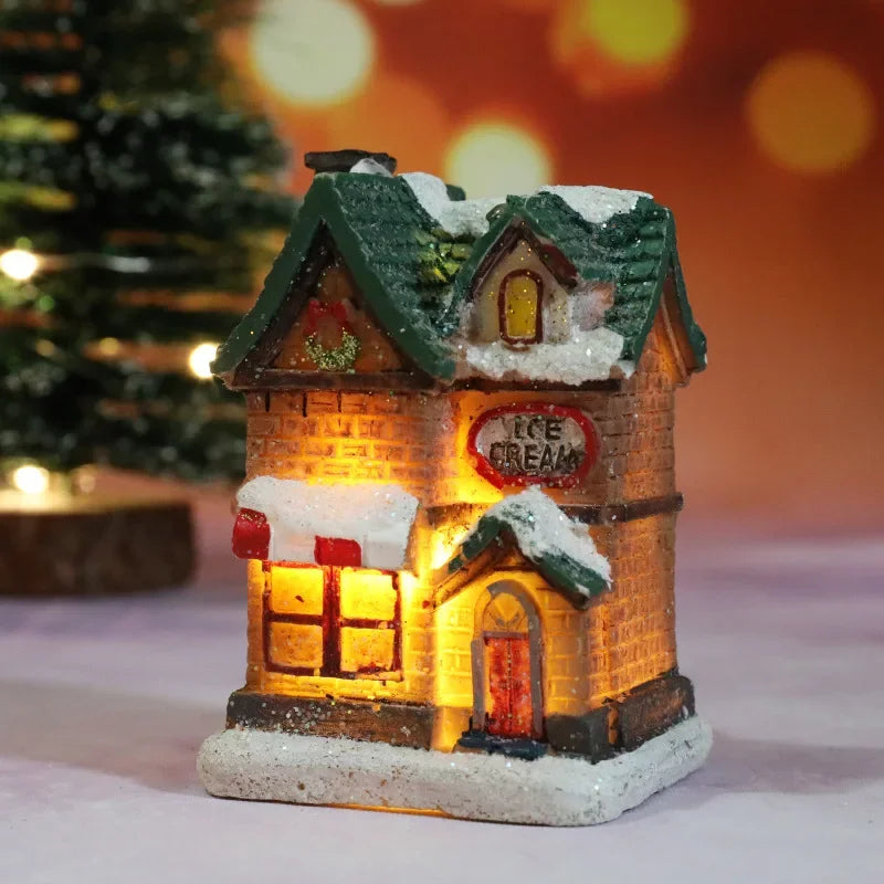Verlicht Kerst figuur sfeervol huis met warm wit licht voor feestelijke decoratie
