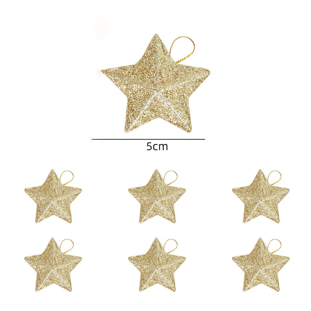 Kerst ornament voor Kerstboom – Glinsterende Ster Hanger 5cm (6/24 stuks)