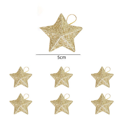 Kerst ornament voor Kerstboom – Glinsterende Ster Hanger 5cm (6/24 stuks)