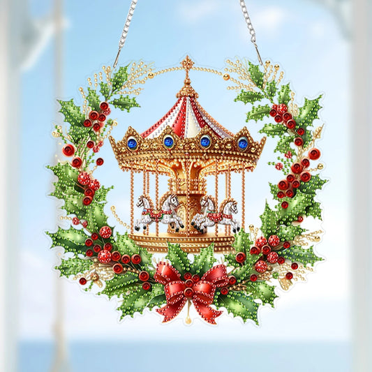 Diamond Painting Kerstkrans hanger raamdecoratie acryl met strass steentjes