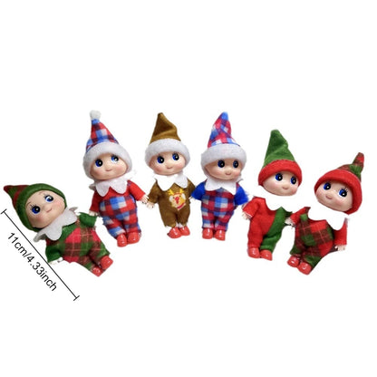 Kerst pop tweeling elf jongen en meisje – feestelijke mini decoratie